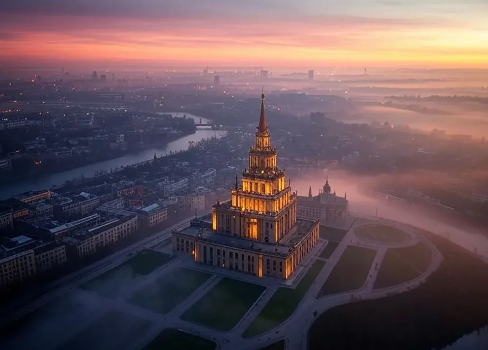 Turismo-ok Toma aérea con dron de edificio emblemático
