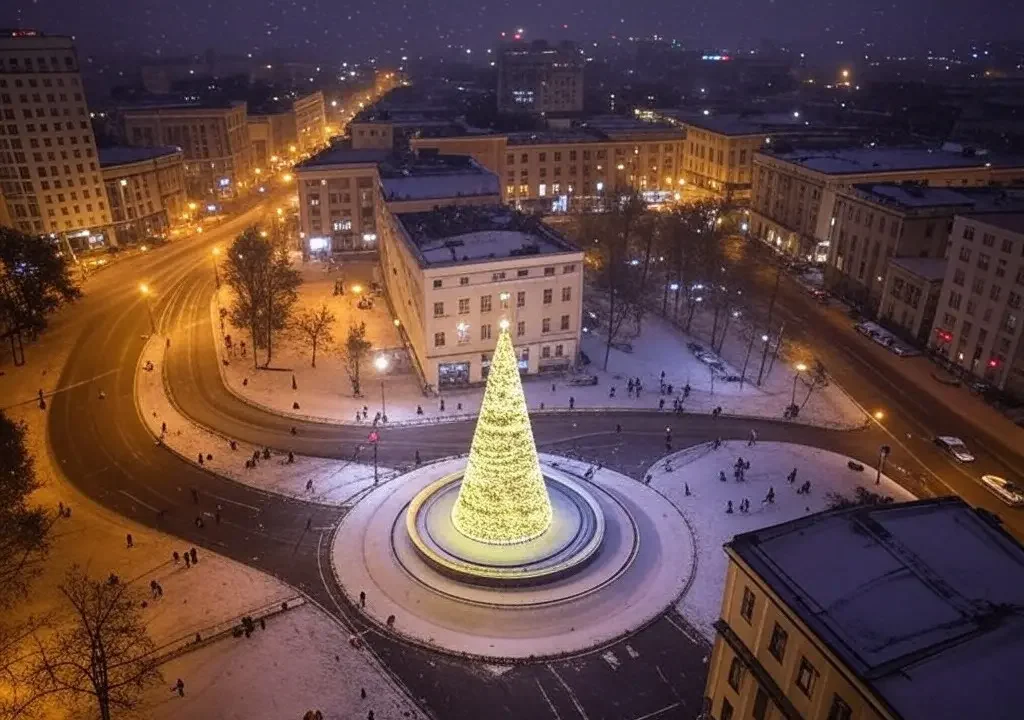 Toma aérea con dron de plaza