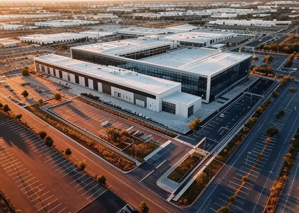 Vista aérea de una empresa en zona industrial